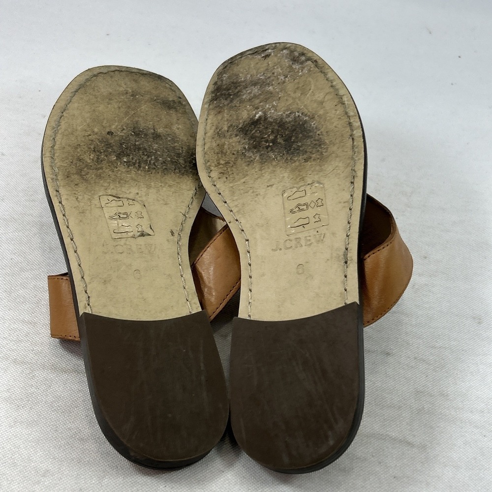 J. Crew Thong Sandals Women's Size 6 Genuine Leather Brown Tan Slides - Picture 13 of 14